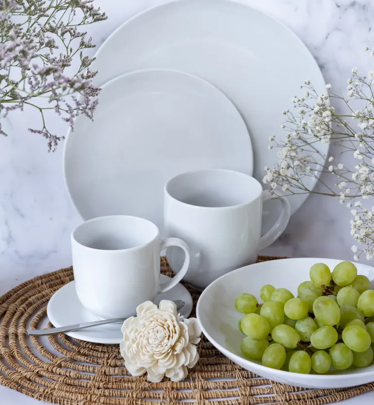 LUBIANA VANILLA Serwis obiadowo - kawowy 152 el dla 24 osób | biała porcelana