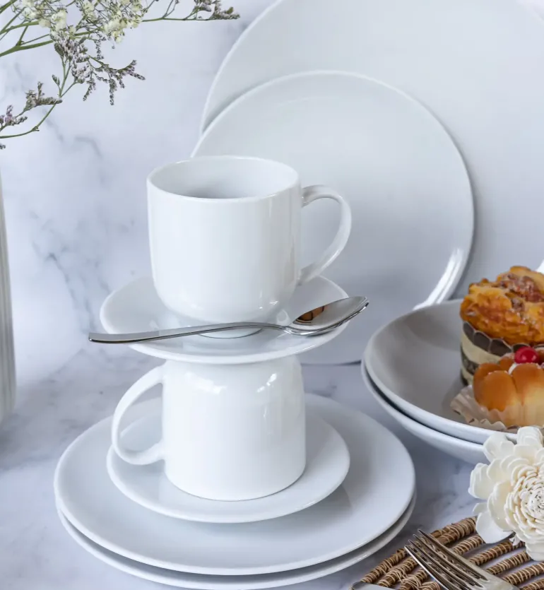 LUBIANA VANILLA Serwis obiadowo - kawowy 152 el dla 24 osób | biała porcelana