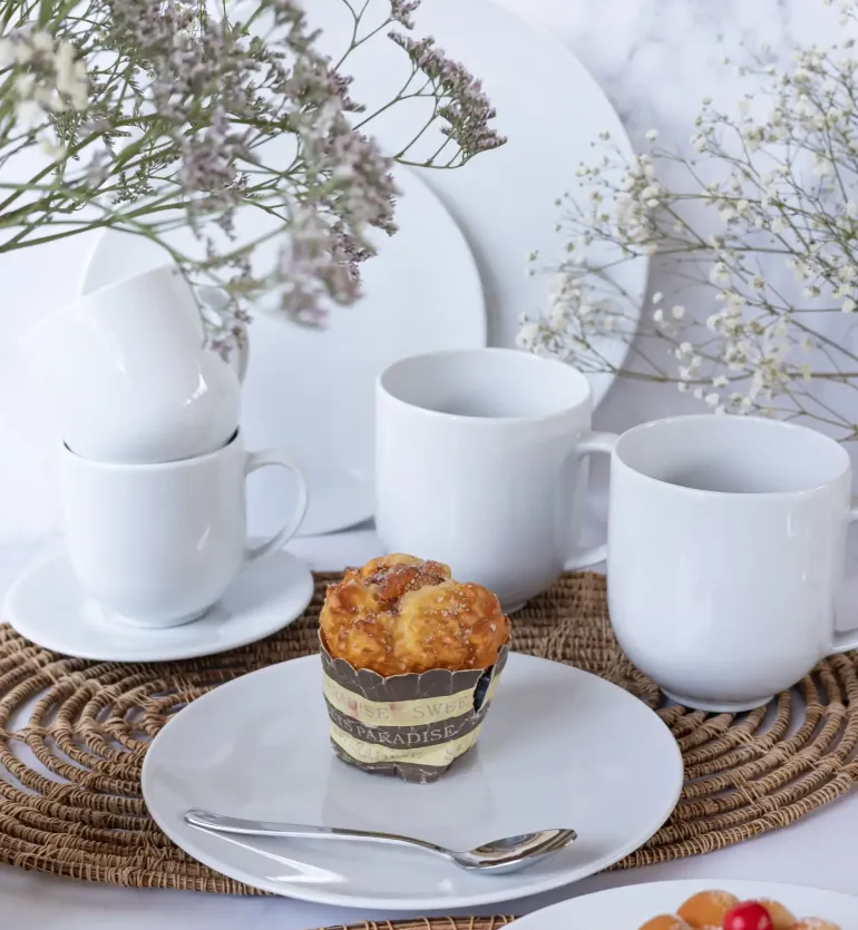 LUBIANA VANILLA Serwis obiadowo - kawowy 152 el dla 24 osób | biała porcelana