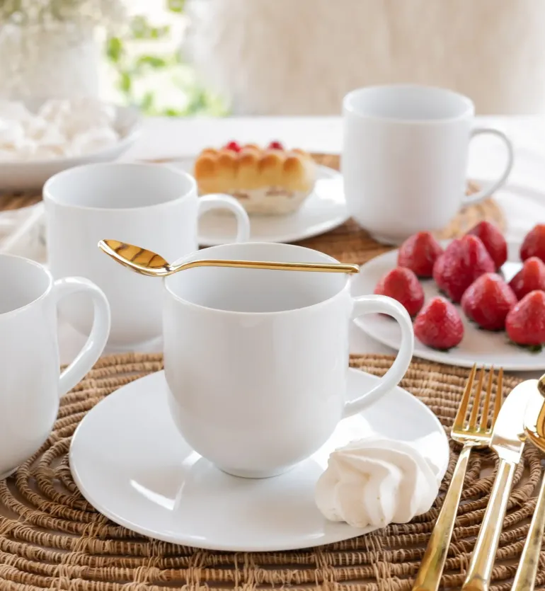 LUBIANA VANILLA Serwis obiadowo - kawowy 152 el dla 24 osób | biała porcelana