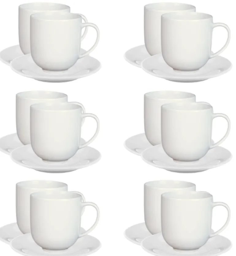 LUBIANA VANILLA 12x Filiżanka 250 ml + spodek 14 cm | biały | porcelana luzem