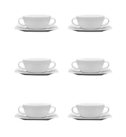 LUBIANA VICTORIA 6 x Bulionówka 300 ml + spodki / 12 el / porcelana