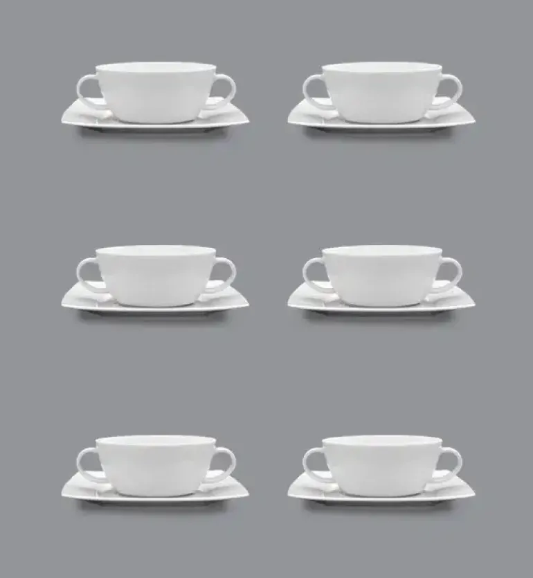 LUBIANA VICTORIA 6 x Bulionówka 300 ml + spodki / 12 el / porcelana
