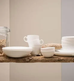 LUMINARC DIWALI WHITE Komplet 6 filiżanek 220 ml ze spodkami 14 cm| biały | szkło hartowane