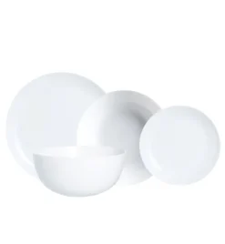 LUMINARC DIWALI WHITE Serwis obiadowy 57 el dla 18 osób | szkło hartowane | V0361