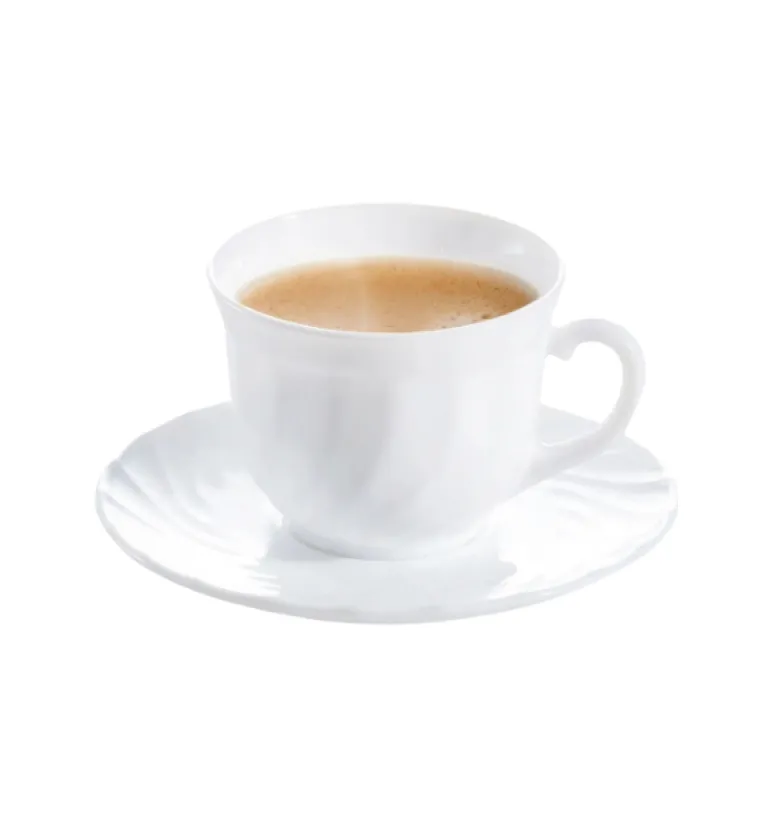 LUMINARC TRIANON Komplet 6 filiżanek 220 ml ze spodkami 14 cm| biały | szkło hartowane