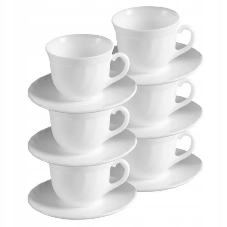 LUMINARC TRIANON Komplet 12 filiżanek 220 ml ze spodkami 14 cm| biały | szkło hartowane