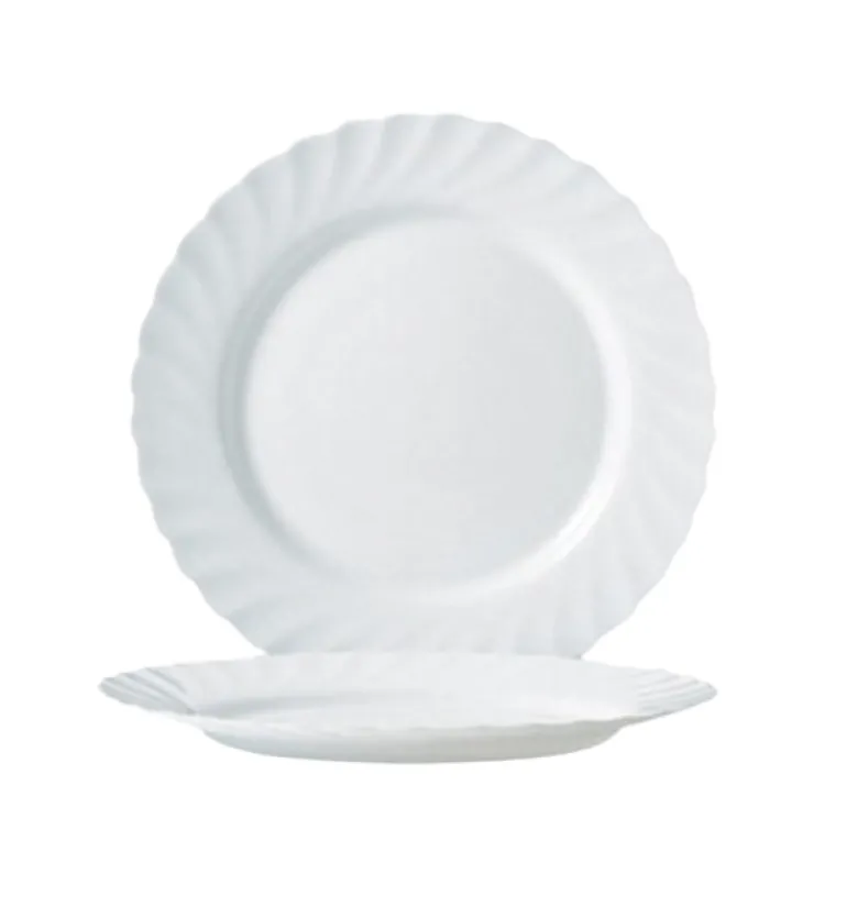 LUMINARC TRIANON WHITE Talerz obiadowy 27 cm | biały | szkło hartowane | 68977/V8353