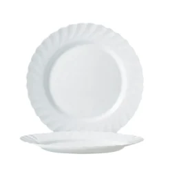 LUMINARC TRIANON WHITE Talerz obiadowy 27 cm - 12 SZT. | biały | szkło hartowane | 68977/V8353