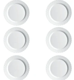LUMINARC TRIANON WHITE Talerz obiadowy 27 cm - 6 SZT. | biały | szkło hartowane | 68977/V8353