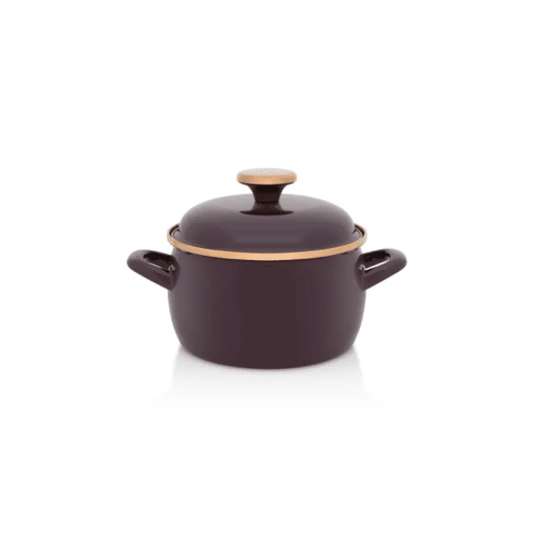 METALAC | BORDEAUX Garnek emaliowany z emaliowaną pokrywką, 16 cm 2.2L, bordowy