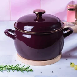 METALAC | BORDEAUX Garnek emaliowany z emaliowaną pokrywką, 20 cm 4.2L, bordowy