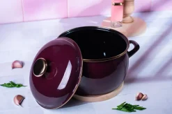 METALAC | BORDEAUX Garnek emaliowany z emaliowaną pokrywką, 20 cm 4.2L, bordowy