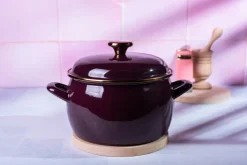 METALAC | BORDEAUX Garnek emaliowany z emaliowaną pokrywką, 20 cm 4.2L, bordowy