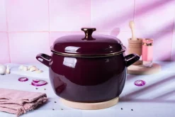 METALAC | BORDEAUX Garnek emaliowany z emaliowaną pokrywką, 20 cm 4.2L, bordowy