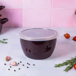 METALAC | BORDEAUX Pojemnik emaliowany z plastikową pokrywką 16 cm 1.7 L, bordowy