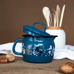 METALAC COOKING DELIGHT Kubek dzbanek 1,3 l z rączką i pokrywką 12 cm / emalia