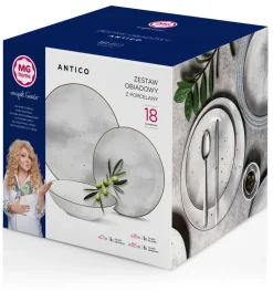 MG HOME ANTICO SERWIS OBIADOWY Z PORCELANY 18 EL. / 6 OS.