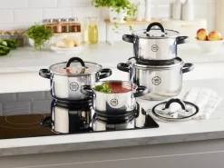 MG HOME | BLACK KOMPLET GARNKÓW ZE STALI NIERDZEWNEJ 8 EL.