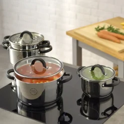 MG HOME | BLACK KOMPLET GARNKÓW ZE STALI NIERDZEWNEJ 8 EL.