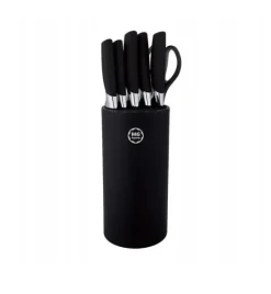 MG HOME | BLACK Zestaw 5 noży w bloku + nożyczki / stal nierdzewna