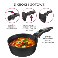 MG HOME CLEVER KITCHEN ZESTAW 3 GARNKÓW 18/20/22 CM Z ODPINANĄ RĄCZKĄ