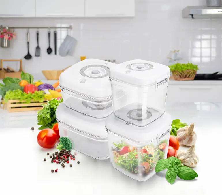 MG HOME CLEVER KITCHEN ZESTAW 4 POJEMNIKÓW HERMETYCZNYCH z pompką (BIAŁE)