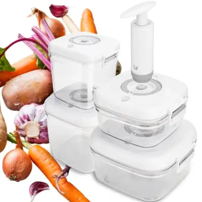 MG HOME CLEVER KITCHEN ZESTAW 4 POJEMNIKÓW HERMETYCZNYCH z pompką (BIAŁE)