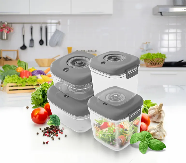MG HOME CLEVER KITCHEN ZESTAW 4 POJEMNIKÓW HERMETYCZNYCH z pompka (SZARE)