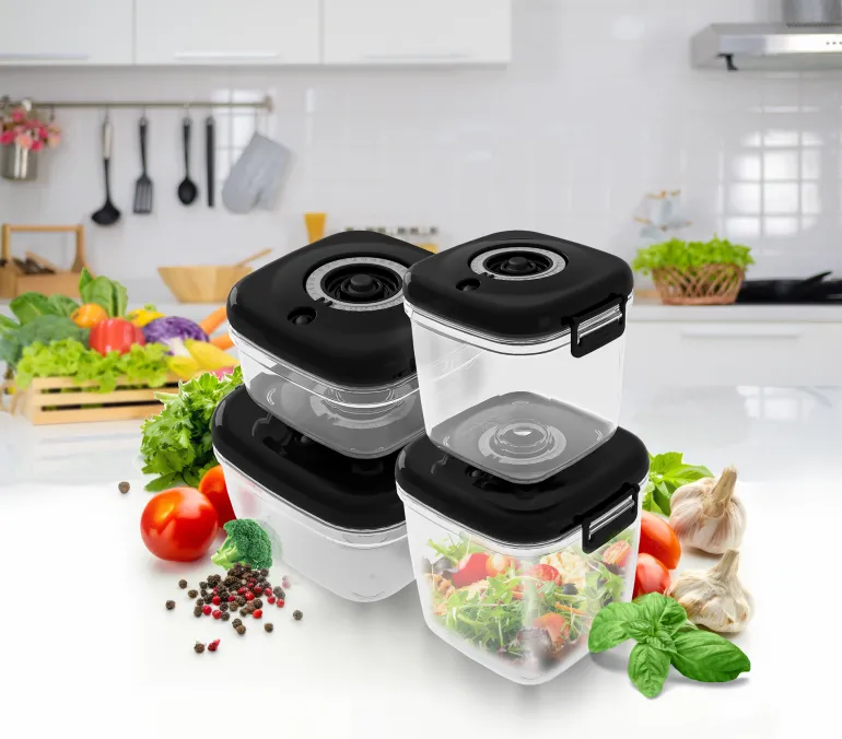 MG HOME CLEVER KITCHEN ZESTAW 4 POJEMNIKÓW HERMETYCZNYCH z pompką (CZARNE)