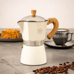 MG HOME | CREMA Kawiarka aluminiowa 300 ml / 6 filiżanek | BIAŁA