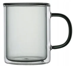 MG HOME | DECO | ZESTAW SZKLANEK DOUBLE WALL ZE SZKŁA BOROKRZEMOWEGO Z KOLOR. UCHEM 6x300ML - CZARNE