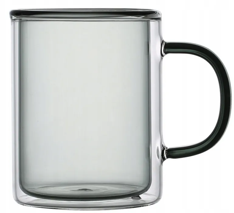MG HOME | DECO | ZESTAW SZKLANEK DOUBLE WALL ZE SZKŁA BOROKRZEMOWEGO Z KOLOR. UCHEM 6x300ML - CZARNE
