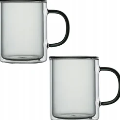 MG HOME | DECO | ZESTAW SZKLANEK DOUBLE WALL ZE SZKŁA BOROKRZEMOWEGO Z KOLOR. UCHEM 6x300ML - CZARNE