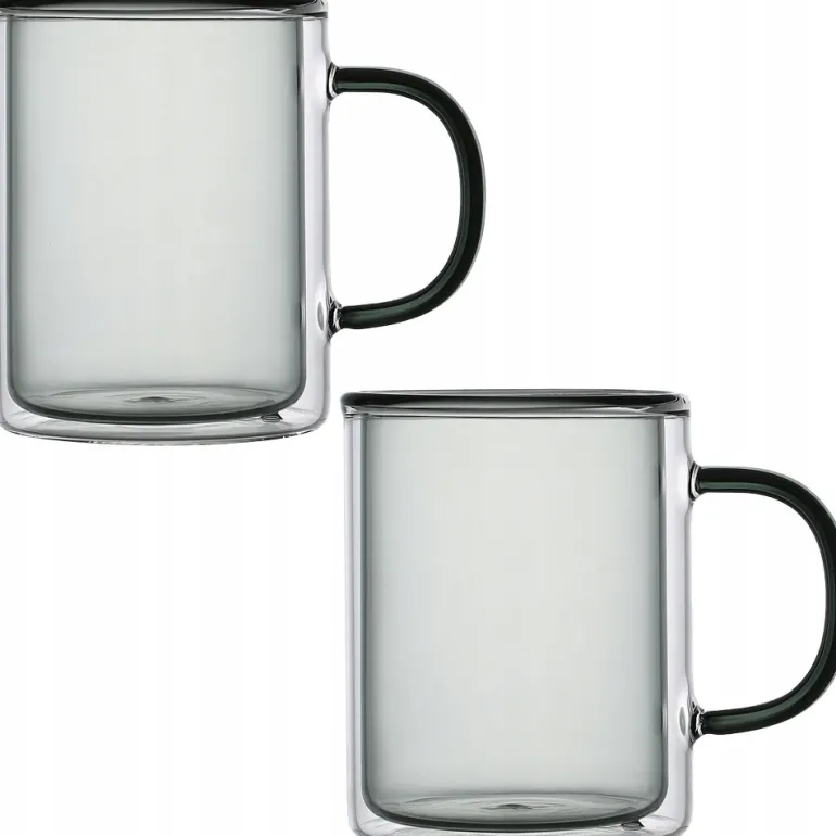 MG HOME | DECO | ZESTAW SZKLANEK DOUBLE WALL ZE SZKŁA BOROKRZEMOWEGO Z KOLOR. UCHEM 6x300ML - CZARNE