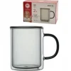 MG HOME | DECO | ZESTAW SZKLANEK DOUBLE WALL ZE SZKŁA BOROKRZEMOWEGO Z KOLOR. UCHEM 2x300ML - CZARNE