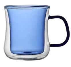 MG HOME DECO ZESTAW SZKLANEK KOLOROWYCH DOUBLE WALL Z KOLOROWYM UCHEM 2x300ML (NIEBIESKIE)