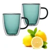 MG HOME DECO ZESTAW SZKLANEK KOLOROWYCH DOUBLE WALL Z KOLOROWYM UCHEM 2x300ML (ZIELONE)
