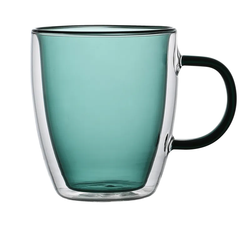 MG HOME DECO ZESTAW SZKLANEK KOLOROWYCH DOUBLE WALL Z KOLOROWYM UCHEM 2x300ML (ZIELONE)