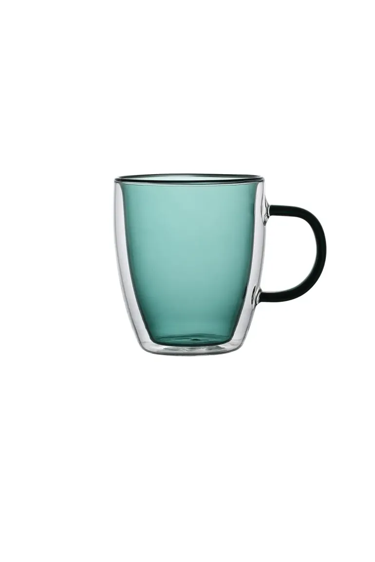 MG HOME DECO ZESTAW SZKLANEK KOLOROWYCH DOUBLE WALL Z KOLOROWYM UCHEM 2x300ML (ZIELONE)