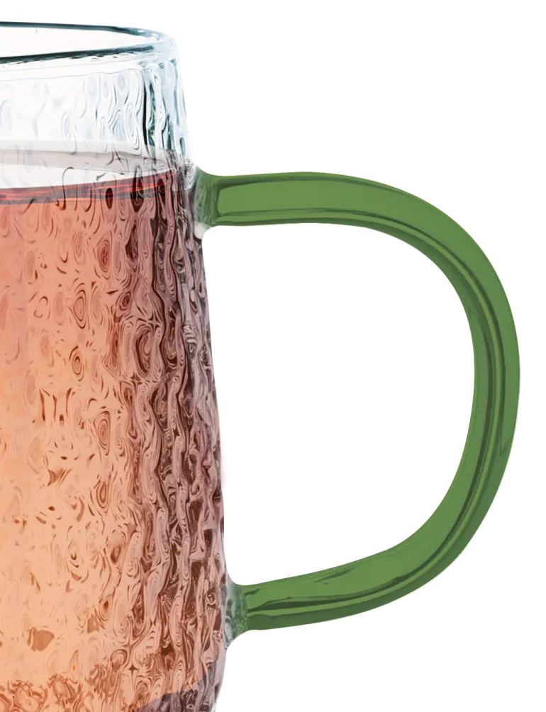 MG HOME | DECO Zestaw 4 szklanek żłobionych z uchem 350 ml / zielone