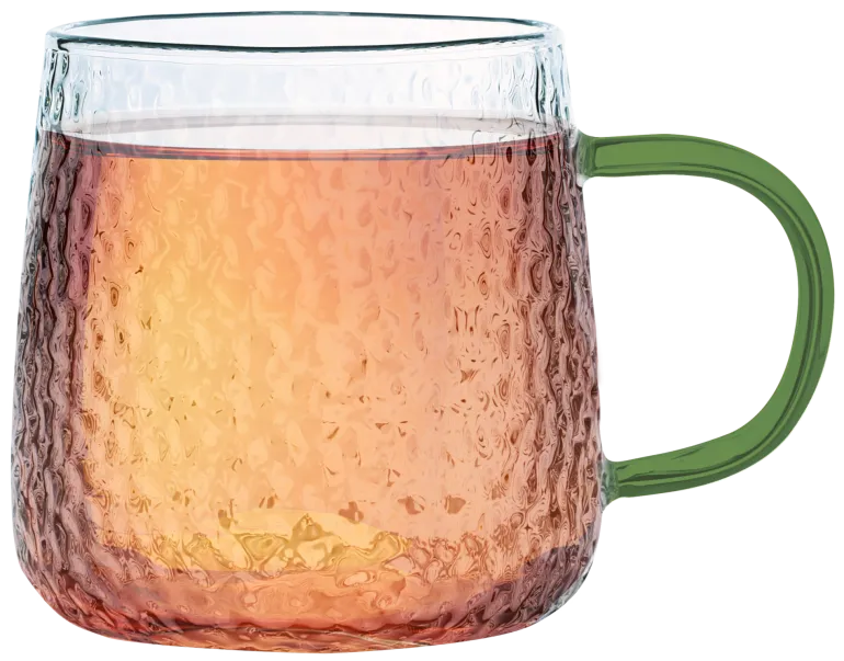 MG HOME | DECO Zestaw 4 szklanek żłobionych z uchem 350 ml / zielone