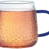 MG HOME | DECO Zestaw 4 szklanek żłobionych z uchem 350 ml / niebieskie