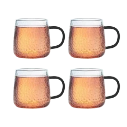 MG HOME | DECO Zestaw 4 szklanek termicznych z uchem 350 ml / czarne