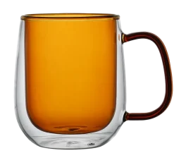 MG HOME | DECO Zestaw 2 szklanek termicznych z uchem 300 ml / bursztynowe