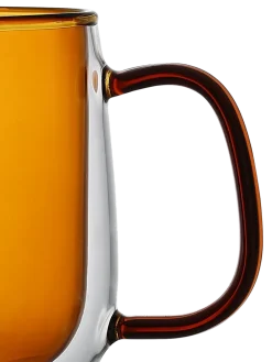 MG HOME | DECO Zestaw 2 szklanek termicznych z uchem 300 ml / bursztynowe