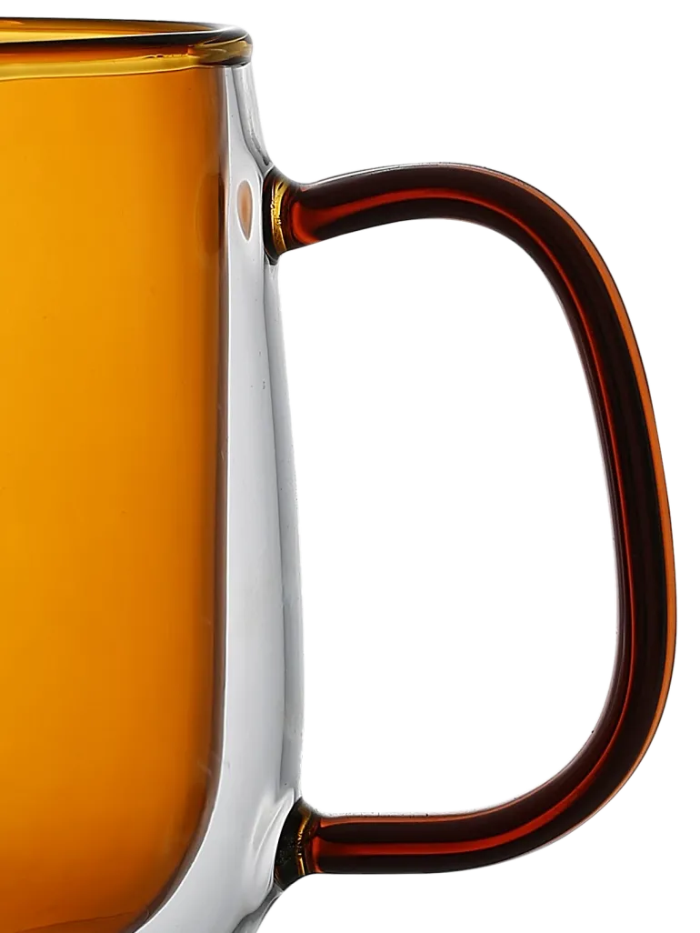 MG HOME | DECO Zestaw 2 szklanek termicznych z uchem 300 ml / bursztynowe