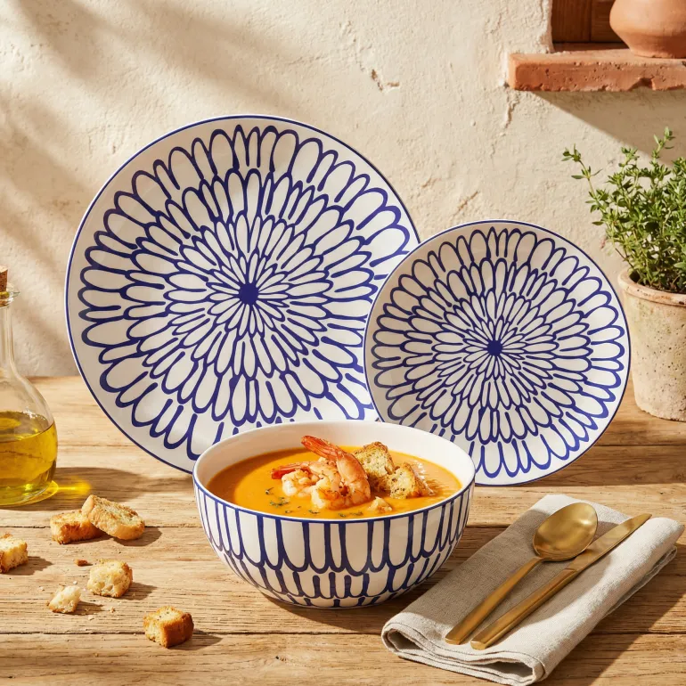 MG HOME FIORI ZESTAW OBIADOWY Z PORCELANY 12 EL. / 4 OS.