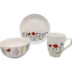 MG HOME | KWIATY ZESTAW SERWIS OBIADOWO KAWOWY Z PORCELANY 30 EL MIX
