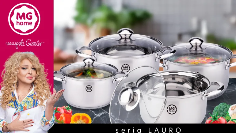 MG HOME LAURO Zestaw garnków ze stali nierdzewnej 10 el